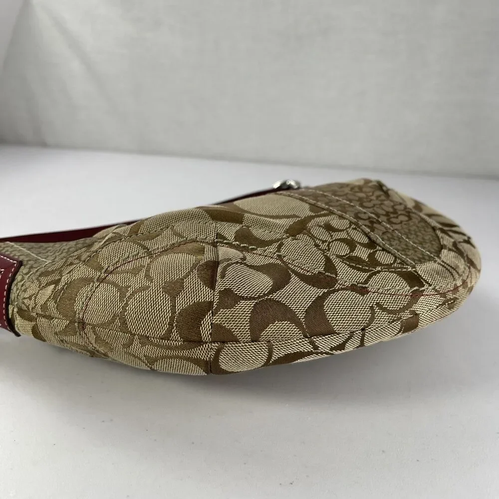 Y2K Coach Patchwork Purse Monogram Hobo Shoulder Bag Red Crocodile Print Handle - Picture 4 of 16